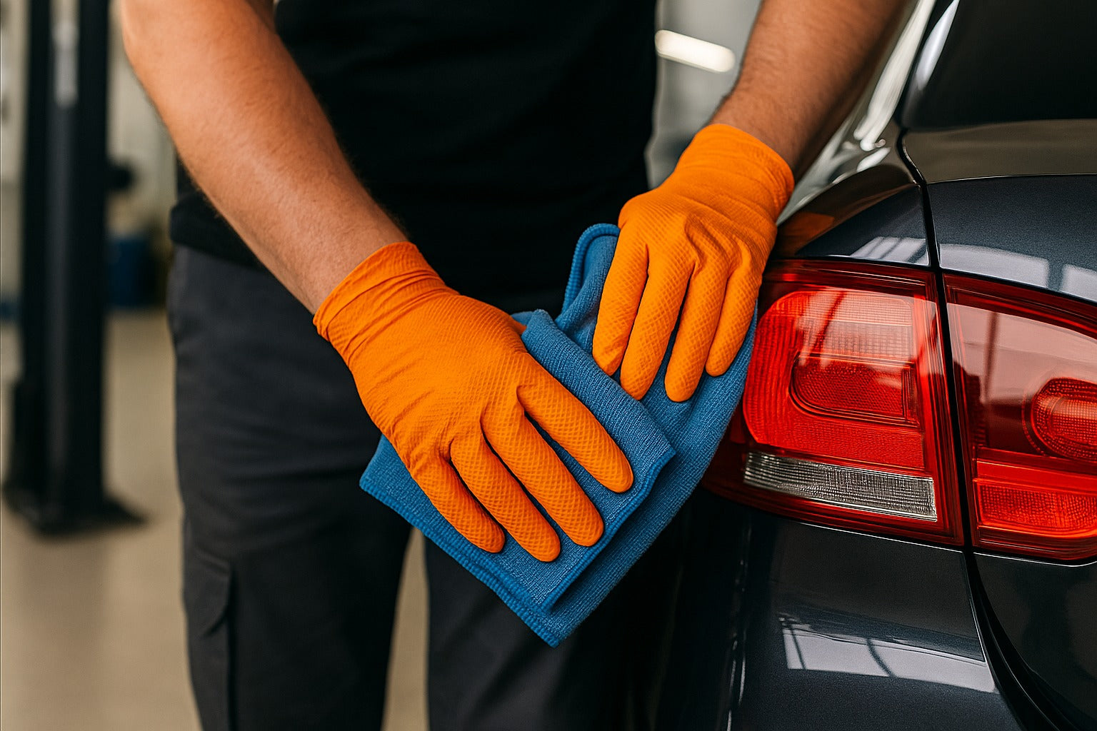 Orange Disposable Nitrile Diamond Grip Gloves