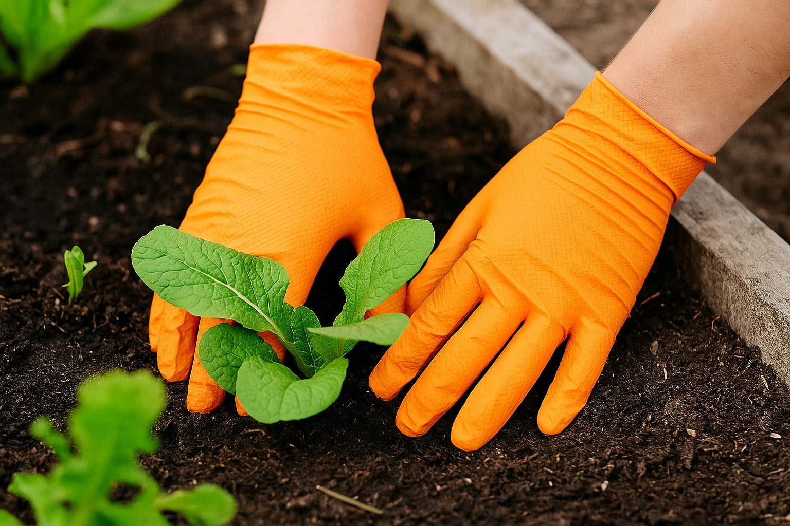 Orange Disposable Nitrile Diamond Grip Gloves