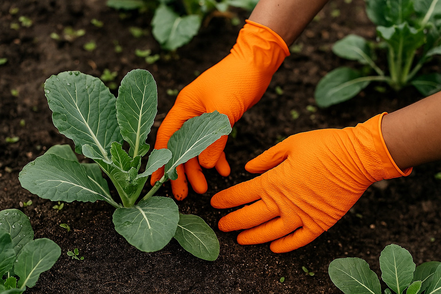 Orange Disposable Nitrile Diamond Grip Gloves