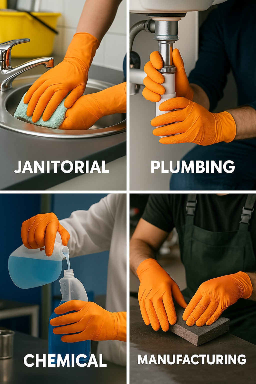 Orange Disposable Nitrile Diamond Grip Gloves