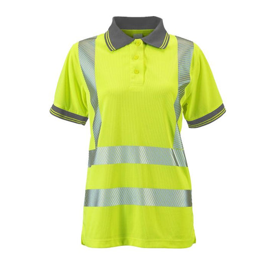 Ladies Hi Vis Yellow Savannah Bird Eye Polo