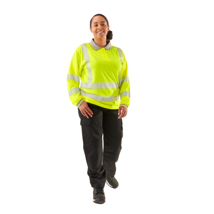 Ladies Hi Vis Yellow Jaya Bird Eye Polo