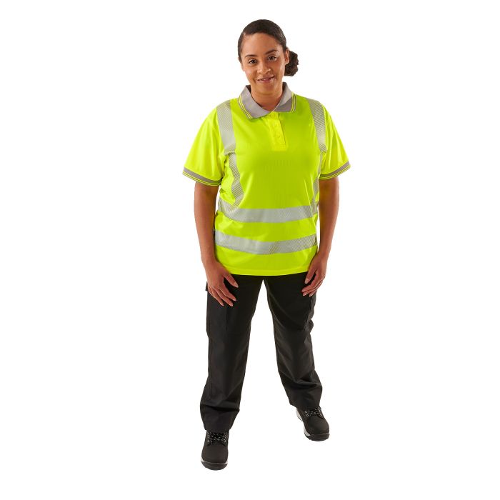 Ladies Hi Vis Yellow Savannah Bird Eye Polo
