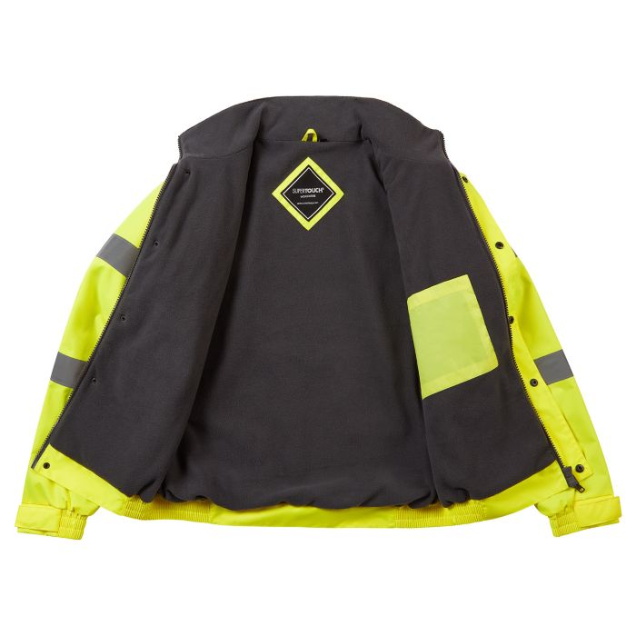 Supertouch Hi Vis Yellow Fleece Lined Bomber Jacket