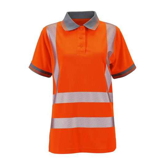 Ladies Hi Vis Orange Savannah Bird Eye Polo